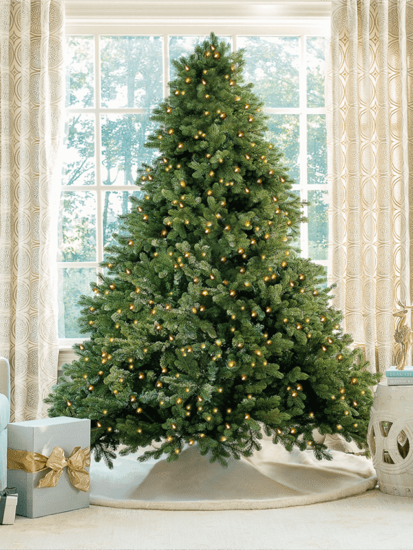 CypressSpruce 8' Cypress Spruce Artificial Christmas Tree with 1500 Warm White & Multi-Color LED Lights