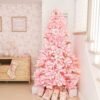 Duchess-Pink-Flock-Artificial-Christmas-Tree2_f01d7352-f159-4c88-9810-ed11a2aeff65 7.5' Duchess Pink Flock Artificial Christmas Tree with 600 Warm White LED Lights