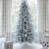 FlockedGroup-2 7.5' Queen Flock® Slim Artificial Christmas Tree Unlit