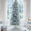 FlockedGroup-4 7.5' King Flock® Slim Artificial Christmas Tree Unlit