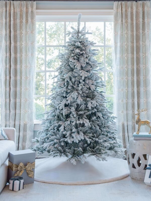 FlockedGroup-5 7.5' Queen Flock® Artificial Christmas Tree Unlit