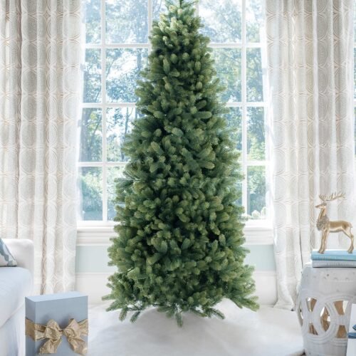 FlockedGroup-6 6.5' Royal Fir Slim Artificial Christmas Tree Unlit