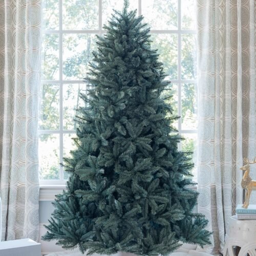 FlockedGroup-7 8' Tribeca Blue Spruce Artificial Christmas Tree Unlit