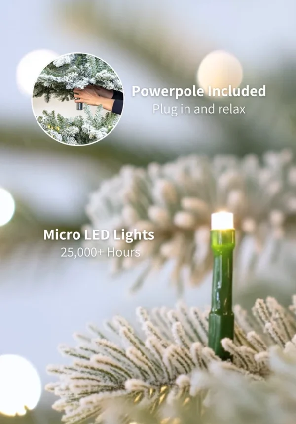 Flocked_Lights 9' King Flock® Artificial Christmas Tree with 1100 Warm White LED Lights