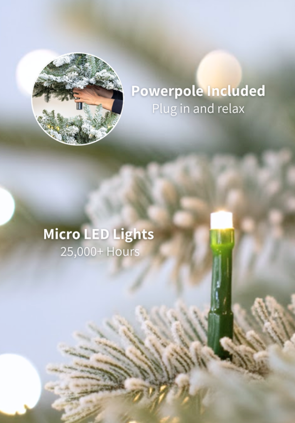 Flocked_Lights 7.5' Rushmore Flock Artificial Christmas Tree 750 Warm White LED Lights