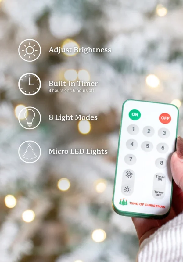 Flocked_Remote 9' Rushmore Flock Artificial Christmas Tree 1000 Warm White LED Lights
