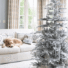GlassIcicleOrnaments_12Pack 7' King Noble Flock Artificial Christmas Tree Unlit