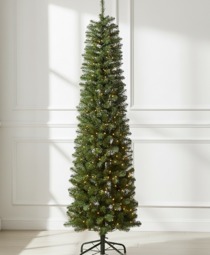 7' Hancock Spruce Pencil Artificial Christmas Tree 400 Warm White LED Lights