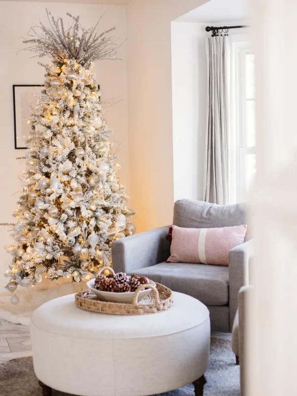 IMG_4345-2copy 9' King Flock® Artificial Christmas Tree with 1100 Warm White LED Lights