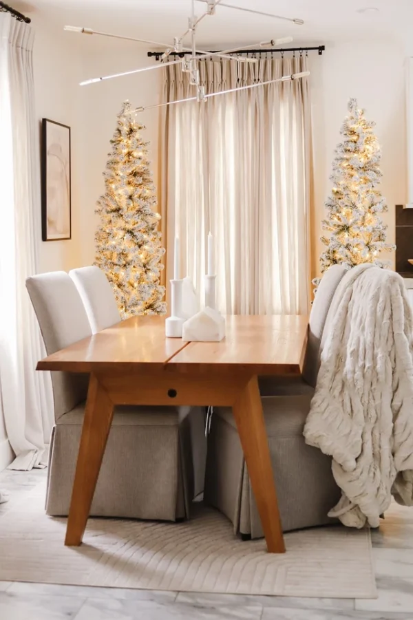 IMG_6932 9' Prince Flock® Pencil Artificial Christmas Tree with 600 Warm White LED Lights
