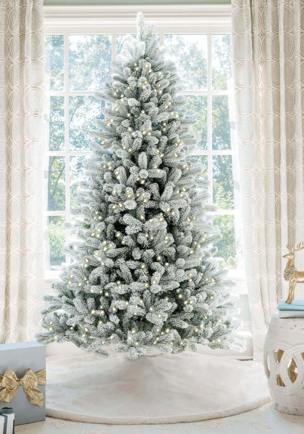 KingFlock 9' King Flock® Artificial Christmas Tree with 1100 Warm White LED Lights