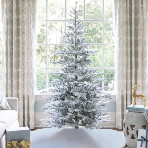 KingNobleFlock 7' King Noble Flock Artificial Christmas Tree Unlit