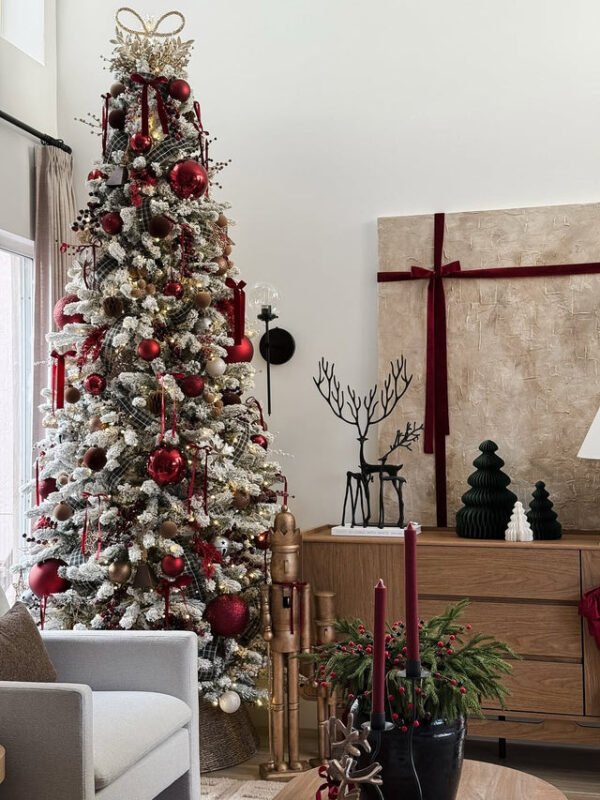 King_flock_slim 6.5' King Flock® Slim Artificial Christmas Tree Unlit