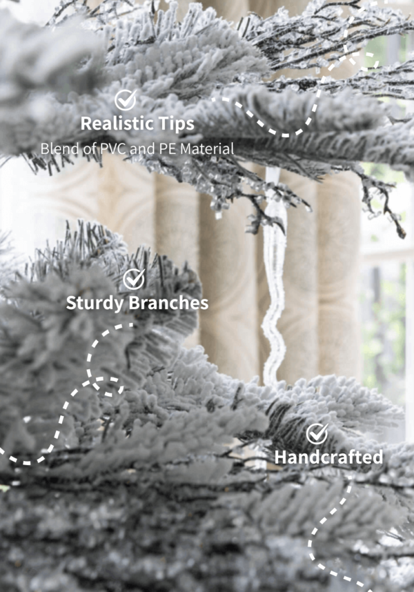 Kingnobleflocktips 7' King Noble Flock Artificial Christmas Tree with 500 Warm White LED Lights