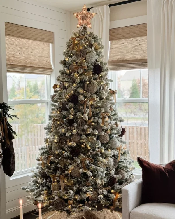 KingofChristmasKingFlock 9' King Flock® Artificial Christmas Tree with 1100 Warm White LED Lights