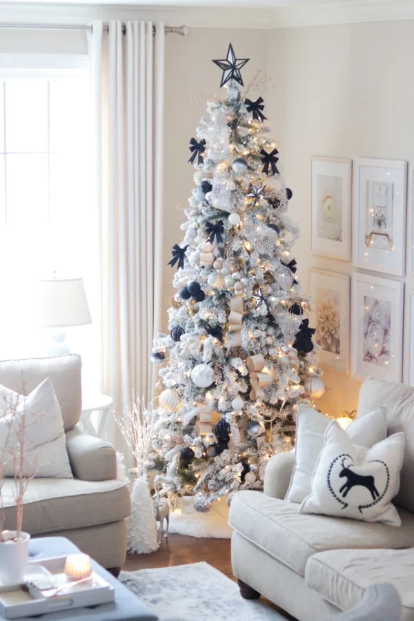 LuluGhammie_1 9' King Flock® Slim Artificial Christmas Tree Unlit