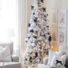 9' King Flock® Slim Artificial Christmas Tree with 900 Warm White LED Lights