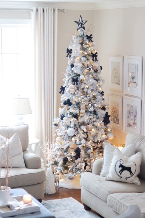 LuluGhammie_1 7.5' King Flock® Slim Artificial Christmas Tree Unlit