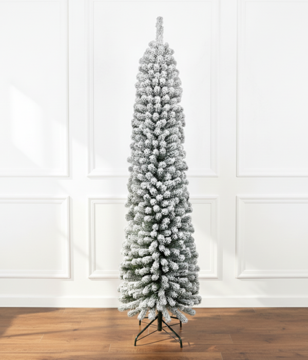 Pencil_Tree 7' Prince Flock® Pencil Artificial Christmas Tree with 400 Warm White LED Lights