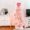 Pink-flock-artificial-christmas-tree 6.5' Duchess Pink Flock Artificial Christmas Tree with 500 Warm White LED Lights