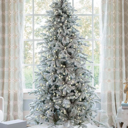 QueenFlockSlim 12' Queen Flock® Slim Artificial Christmas Tree With 1400 Warm White LED Lights