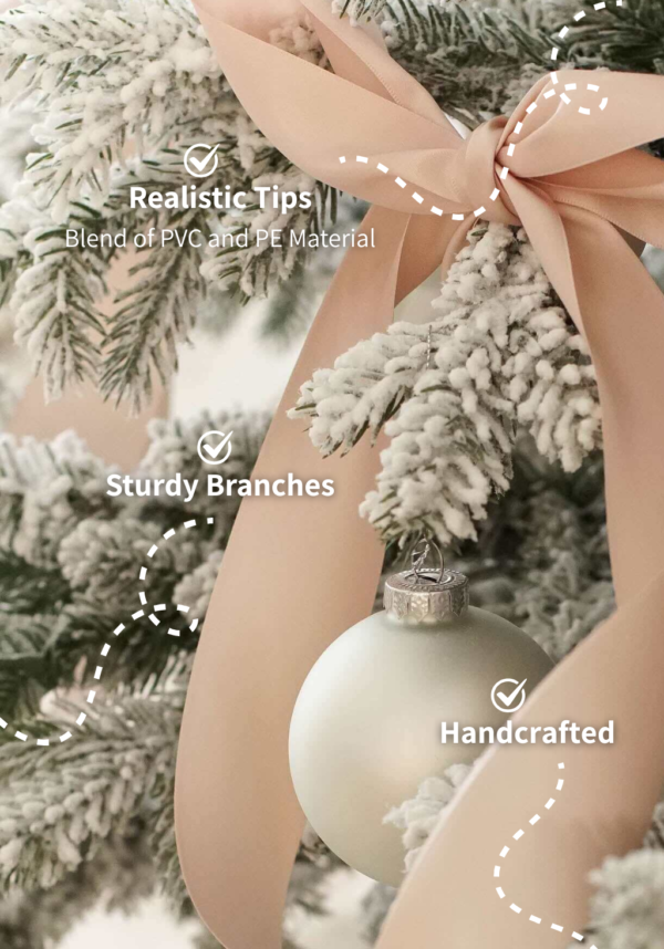 RealisticTipsBlendofPVCandPEMaterial_1 7.5' Rushmore Flock Artificial Christmas Tree 750 Warm White LED Lights