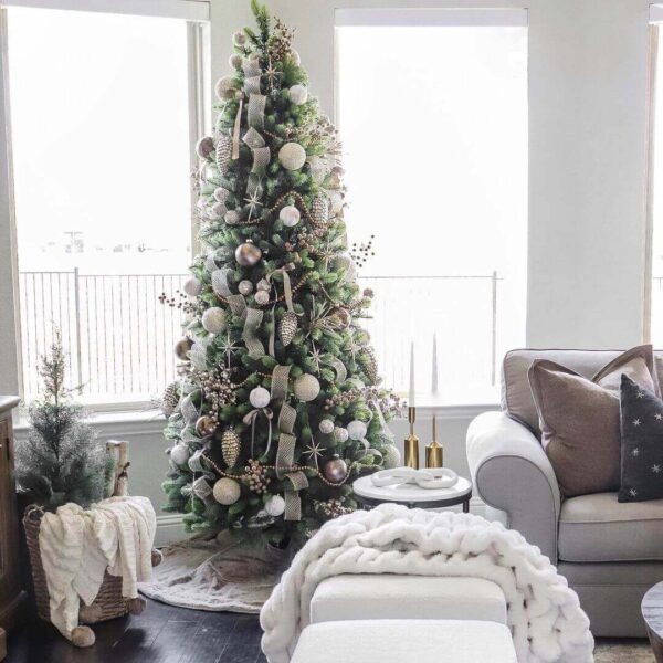 Royal-Fir-Slim-Quick-Shape-Artificial-Christmas-Tree-2_c8269e02-ea7e-4ae1-bd81-7162b8799873 7.5' Royal Fir Slim Artificial Christmas Tree with 650 Warm White & Multi-Color LED Lights