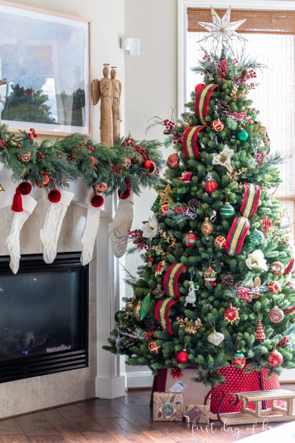 RoyalFir 6.5' Royal Fir Artificial Christmas Tree with 850 Warm White & Multi-Color LED Lights