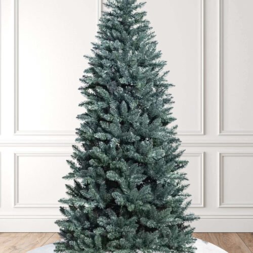 TribecaSlimUnlit 9' Tribeca Blue Spruce Slim Artificial Christmas Tree Unlit