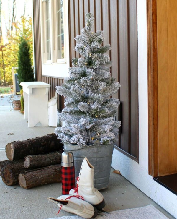 tabletop-artificial-christmas-trees 3' King Flock® Artificial Christmas Tabletop Tree Unlit